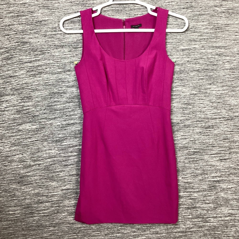 .053 Ann Taylor Women’s Fushia Sleeveless Straight Cut Mini Dress Suit-like Cut